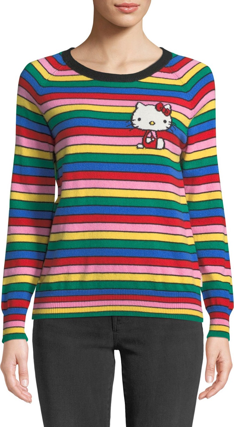 Chinti And Parker x Hello Kitty Rainbow Striped Cashmere Sweater