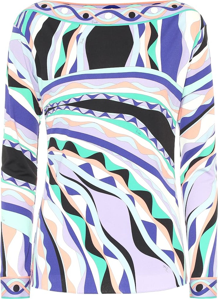 Emilio Pucci Printed silk-blend jersey top