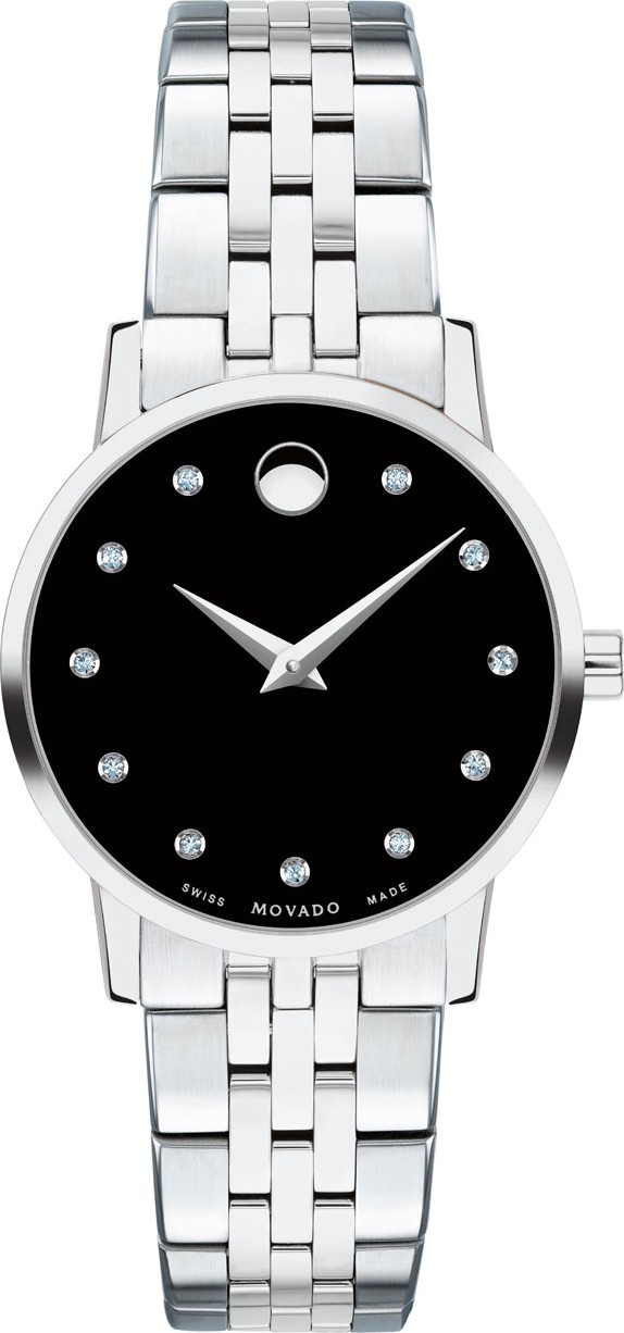 Movado 28mm Museum Classic Diamond Watch, Black/Silver