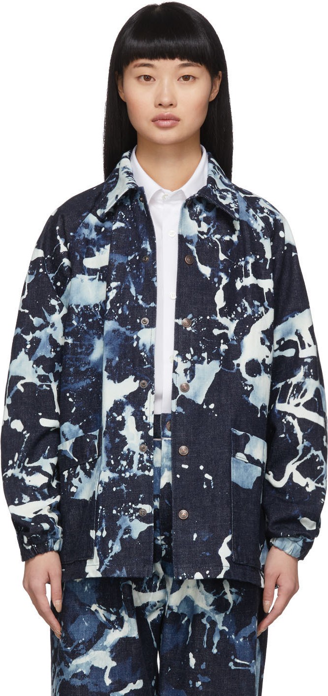 Blue Blue Japan Indigo Denim Kago Bassen Coach Jacket