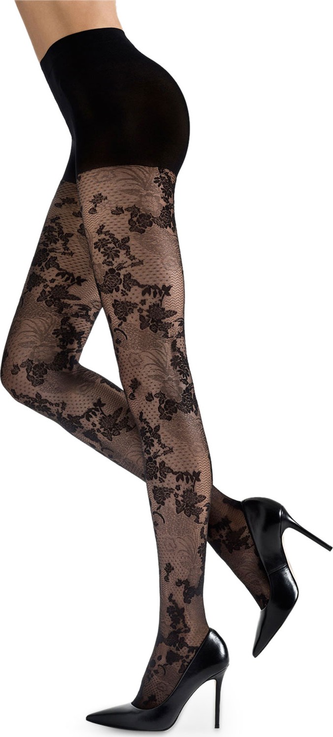 Natori Scarlet Lace Sheer Floral-Pattern Control-Top Tights Natori Scarlet Lace Sheer Floral-Pattern Control-Top Tights