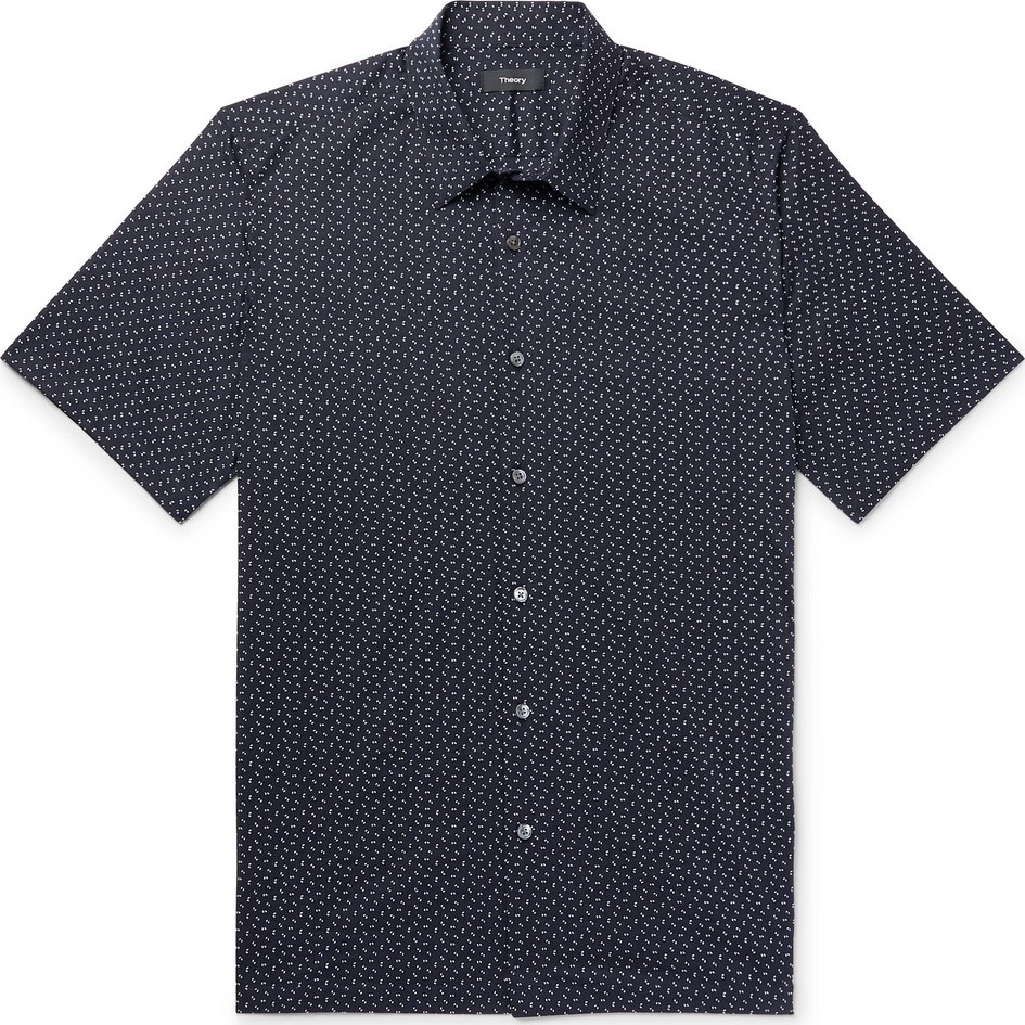 Theory Irving Printed Cotton-Poplin Shirt