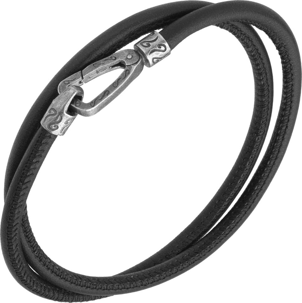 Marco Dal Maso Men's Leather Double-Wrap Bracelet, Black