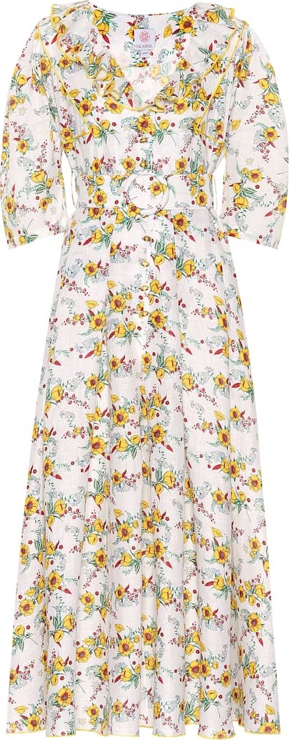 Gül Hürgel Floral linen midi dress