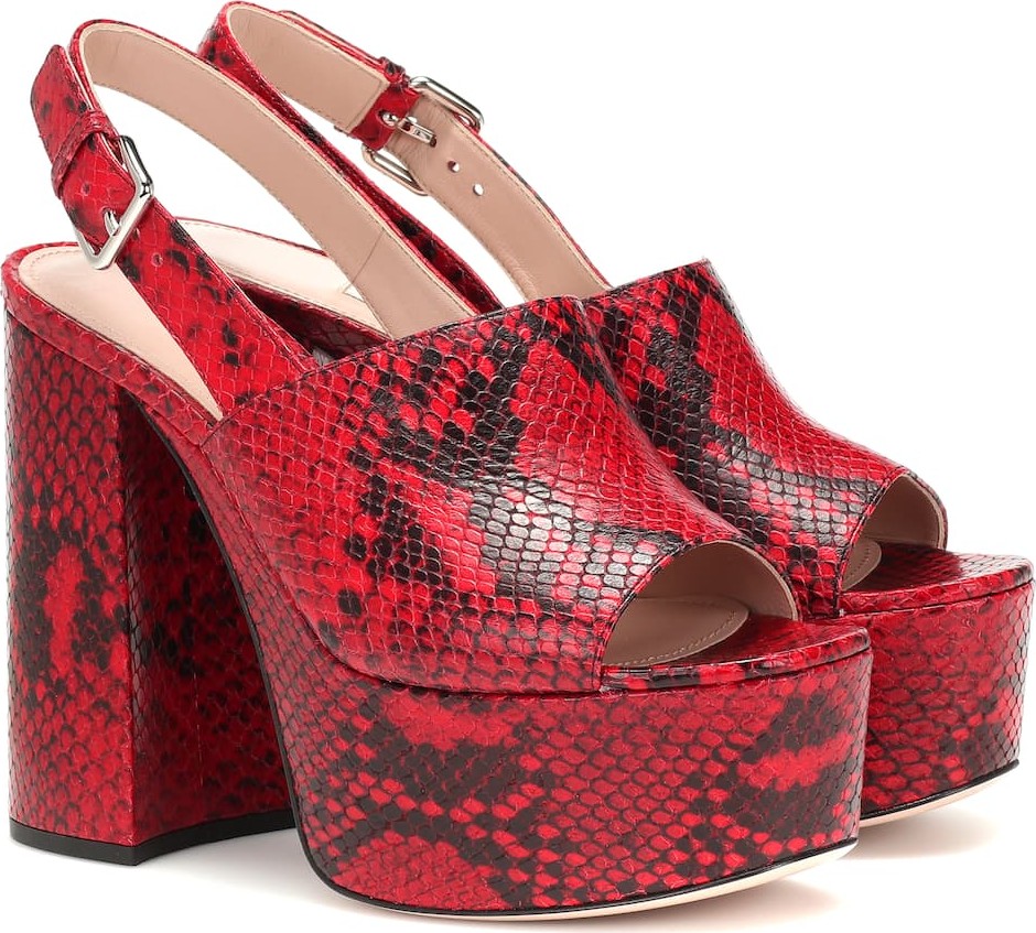Miu Miu Snake-effect leather sandals