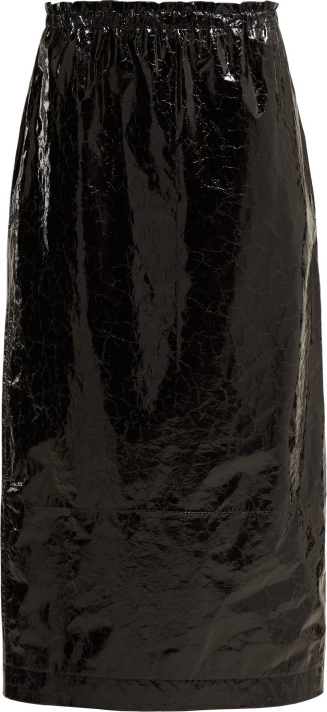 Raey Elasticated-waist crinkled leather skirt