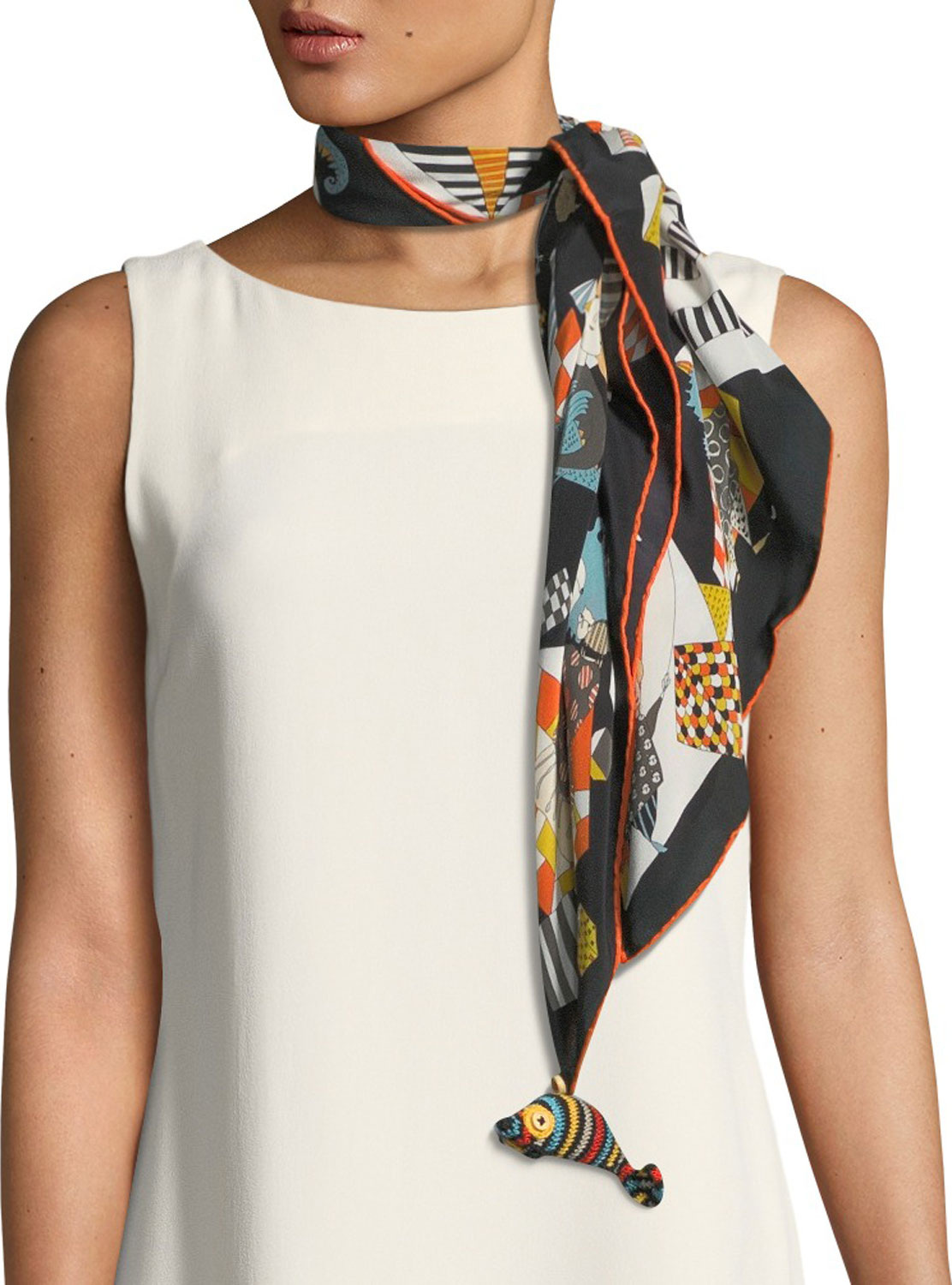 rumisu Peculiar Pets Printed Silk Scarf