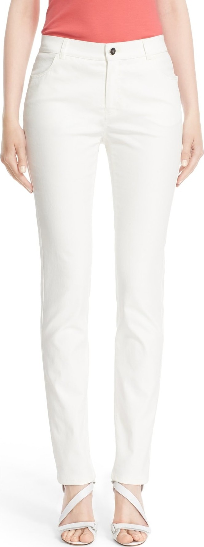 Lafayette 148 New York Waxed Denim Slim Leg Jeans