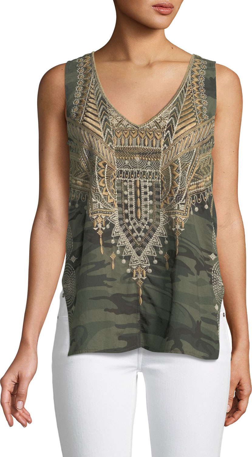Johnny Was Terraza Camo-Print Tank Top