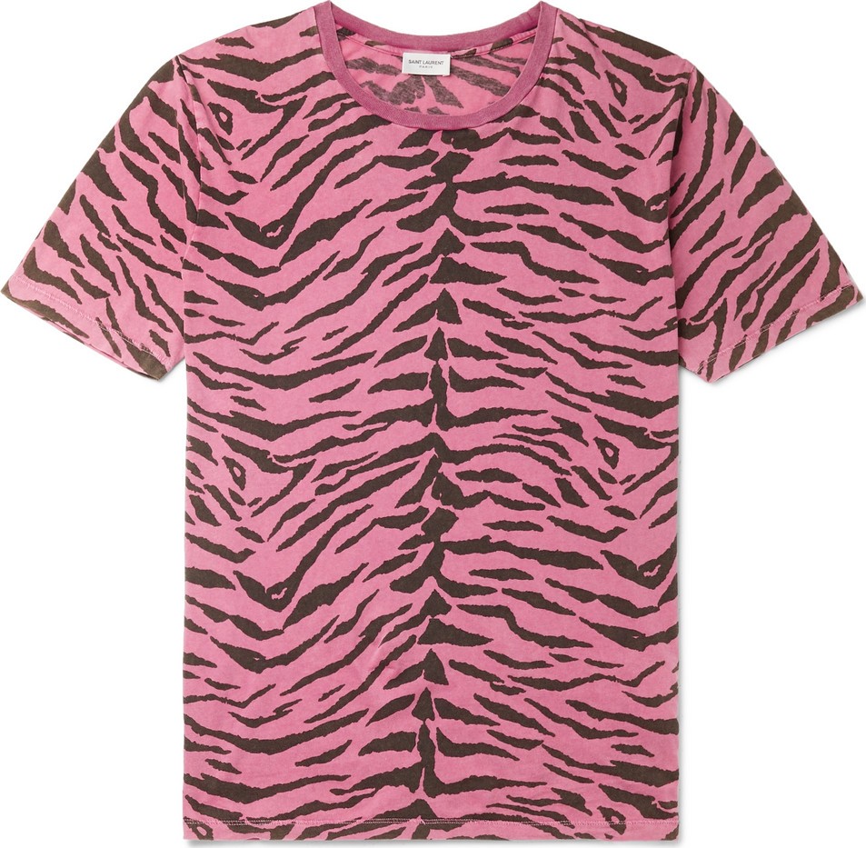 Saint Laurent Zebra-Print Cotton-Jersey T-Shirt
