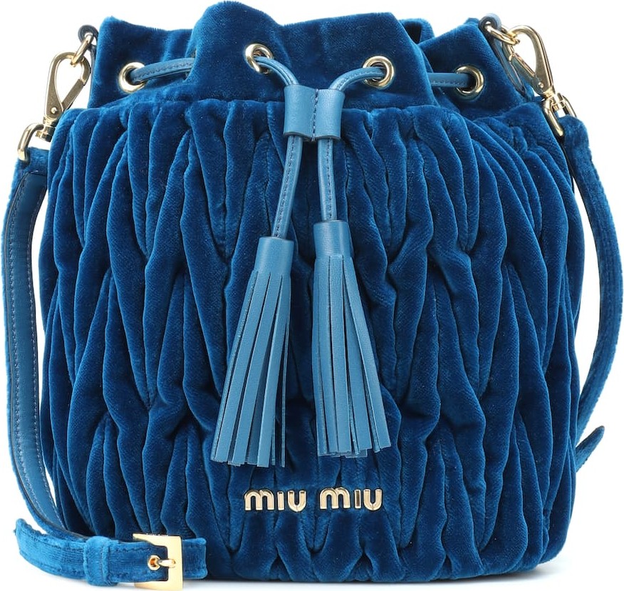 Miu Miu Matelassé velvet bucket bag