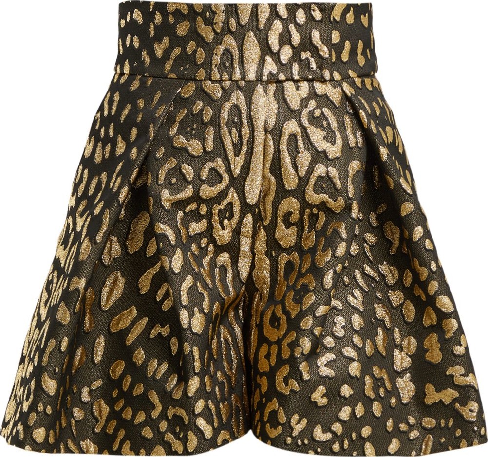 Dolce & Gabbana High-rise leopard-lamé shorts
