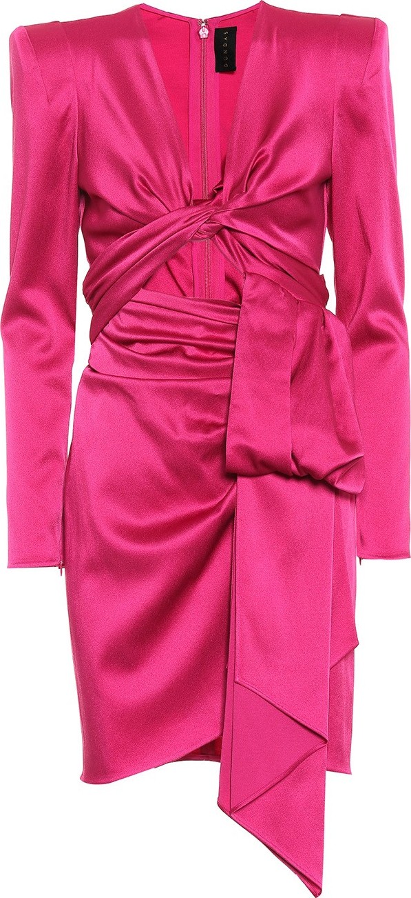 Dundas Satin Long-Sleeve Cut-out Dress
