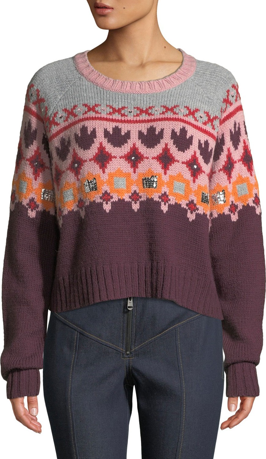 Cinq A Sept GIanni Pullover Sweater with Sequins