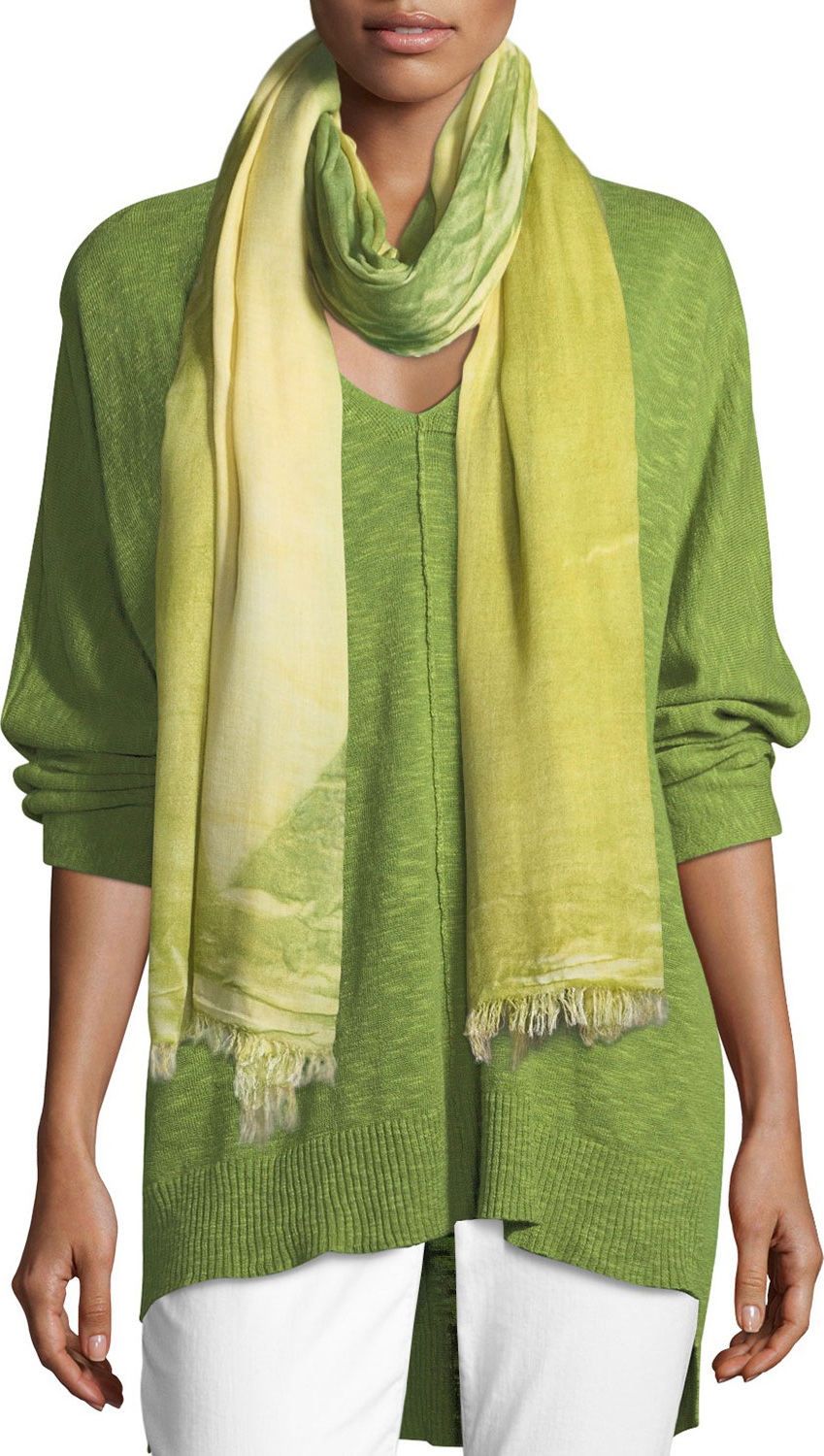 Eileen Fisher Colorfields Maltinto Fringed-End Scarf