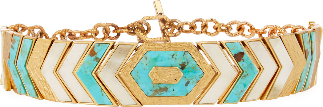 Akola Turquoise & Bone Chevron Collar Necklace