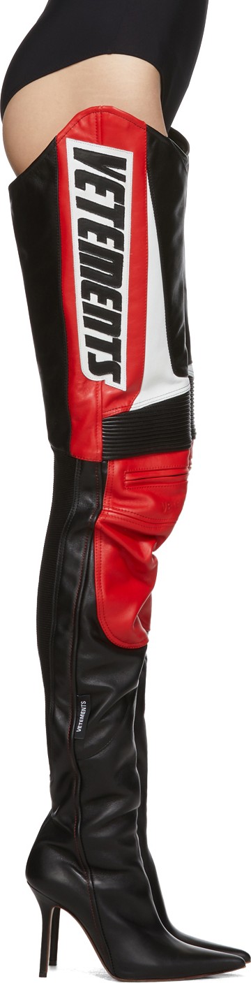 Vetements Black & Red Motorcycle Cuissardes Boots
