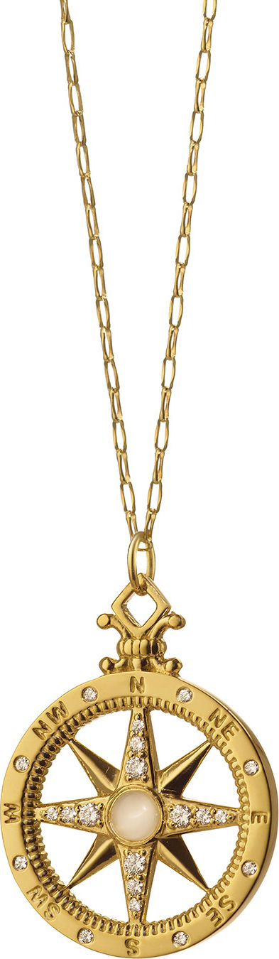 Monica Rich Kosann 18K Gold Diamond Compass Charm Necklace