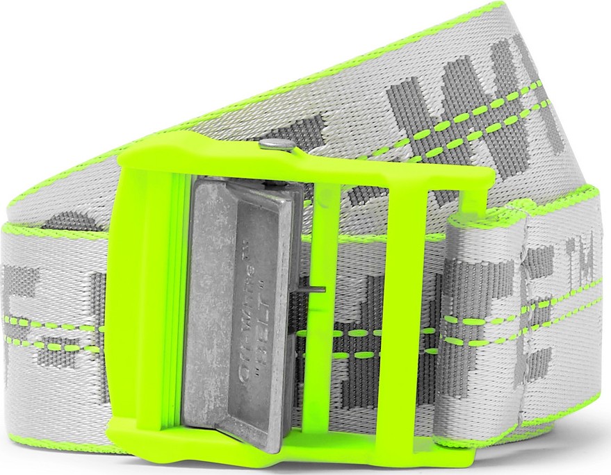 Off White 3cm Silver Industrial Logo-Jacquard Webbing Belt