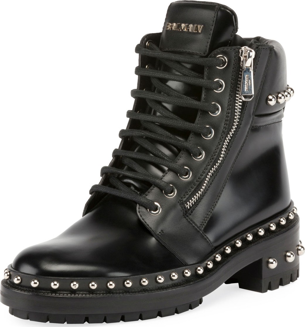 Balmain Ranger Studded Leather Army Boots