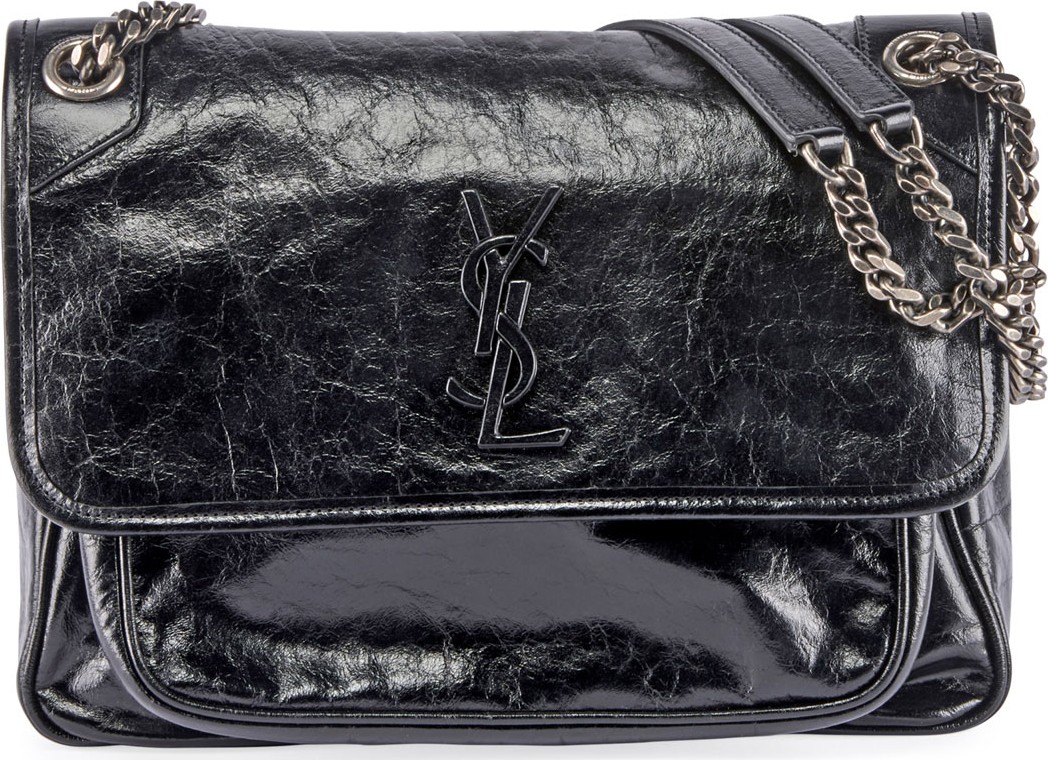 Saint Laurent Niki Medium Monogram YSL Shiny Leather Shoulder Bag