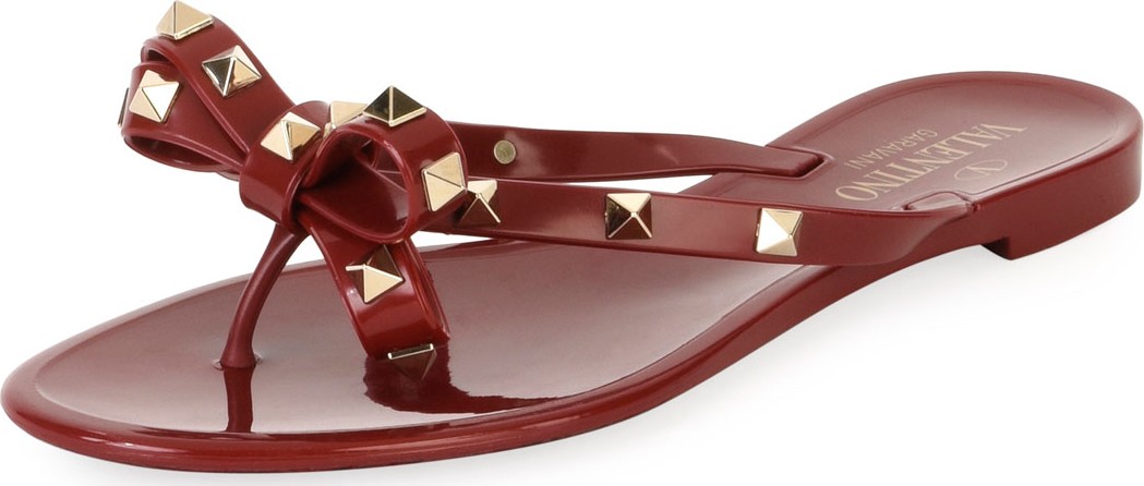 Valentino Jelly Rockstud Flat Thong Sandals