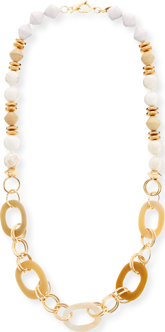 Akola Horn Link & Raffia Chain Necklace