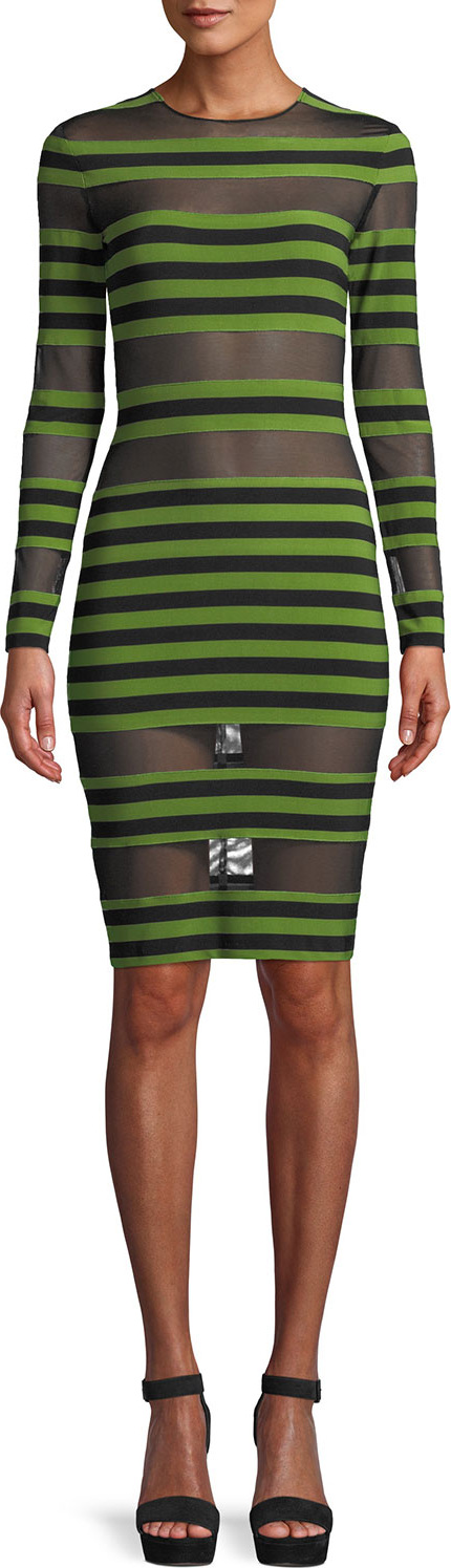 Norma Kamali Sheer Spliced Dress to Knee