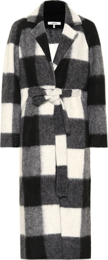Ganni Checked wool-blend coat