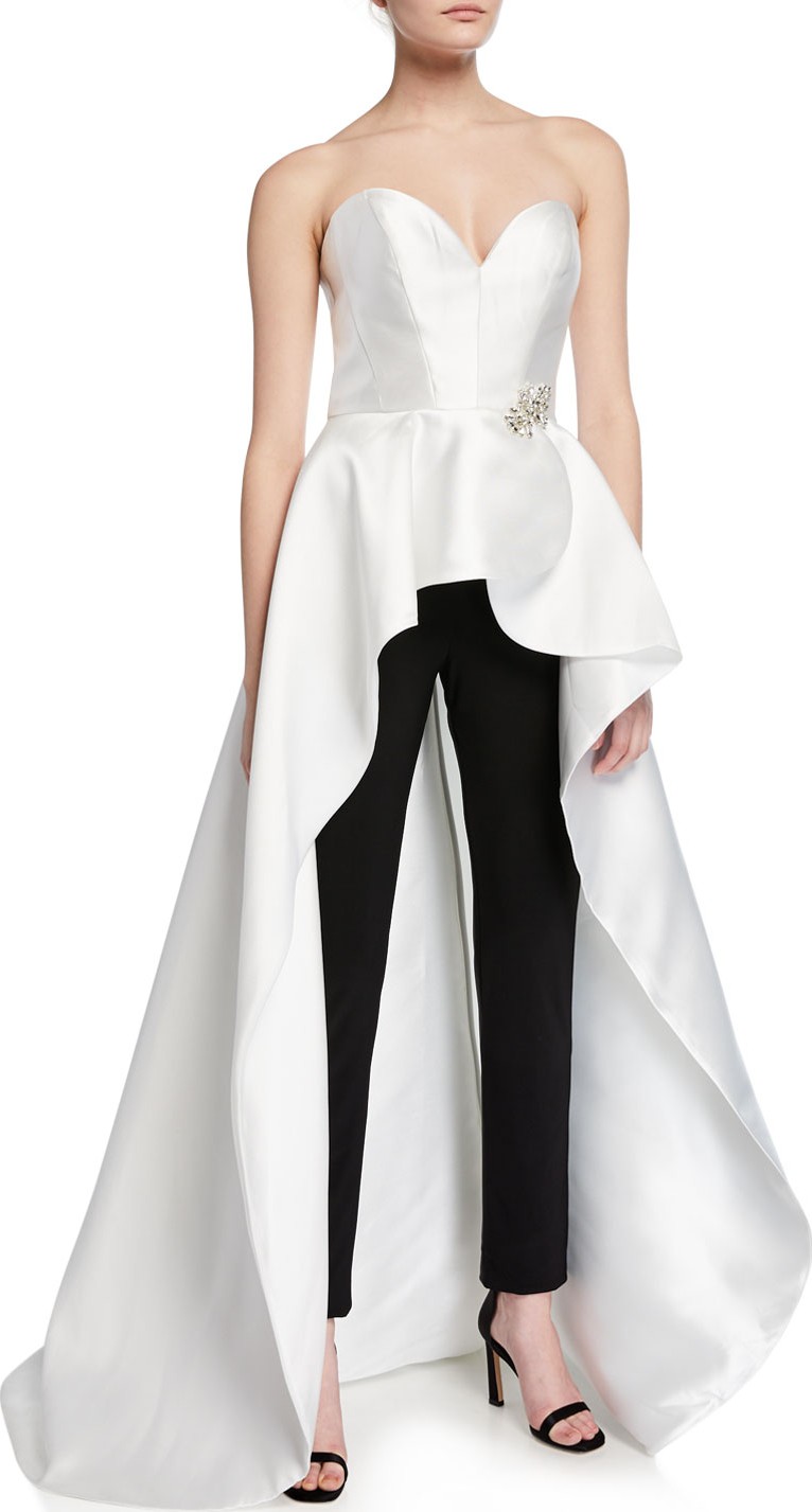 Jovani Two-Piece Strapless Skirt Overlay & Pants Outfit