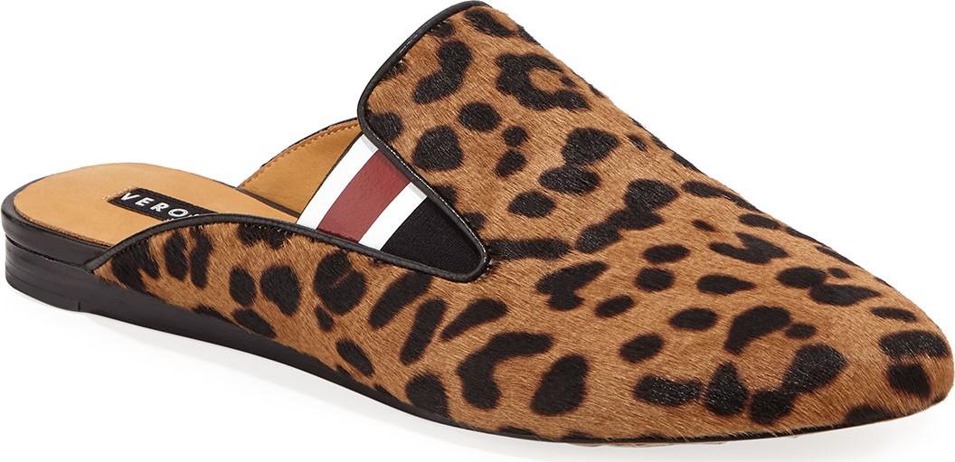 Veronica Beard Greyson Leopard-Print Calf Hair Mules
