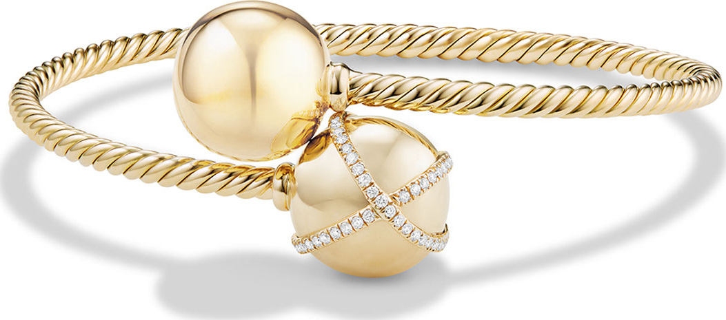 David Yurman Solari Bypass Bracelet with Diamonds in 18K Gold, Size L
