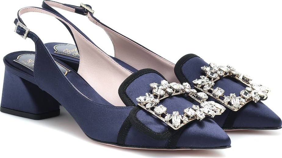Roger Vivier Broche Vivier satin slingback pumps