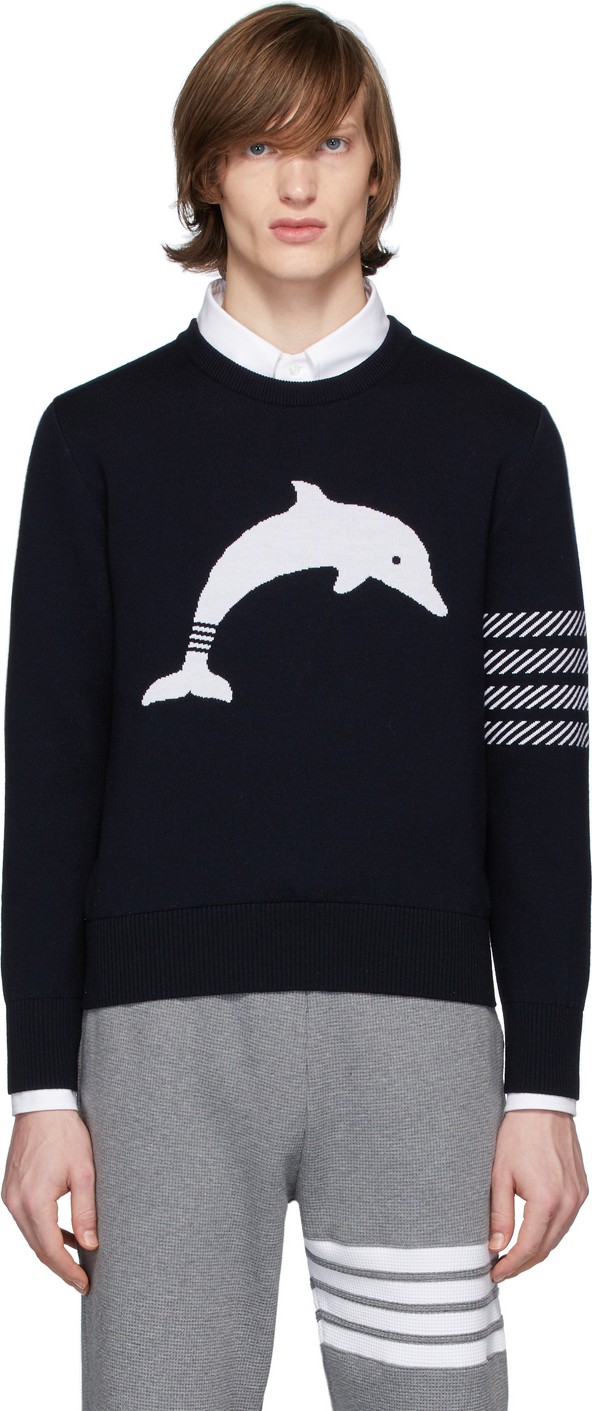 Thom Browne Navy Dolphin Icon Sweater