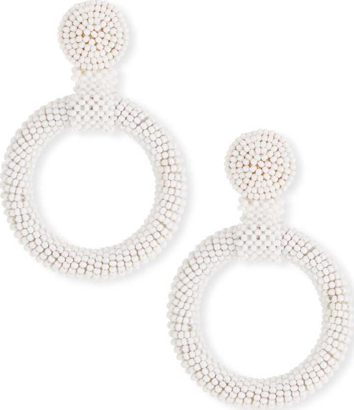 Kenneth Jay Lane Gypsy Hoop Drop Earrings, White