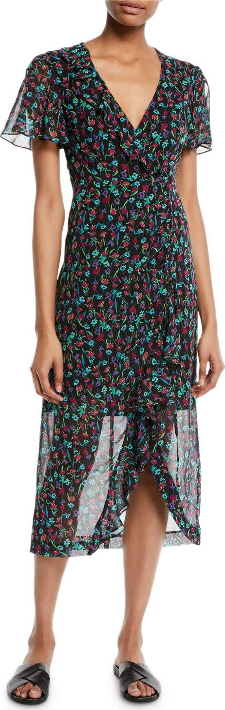 Nanette Lepore Getaway Floral Silk V-Neck Dress