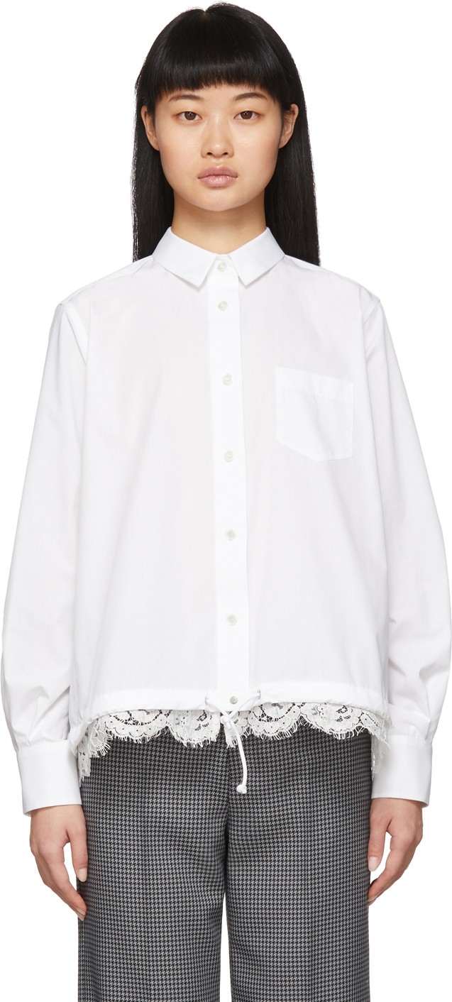 Sacai White Satin Hem Shirt Sacai White Satin Hem Shirt