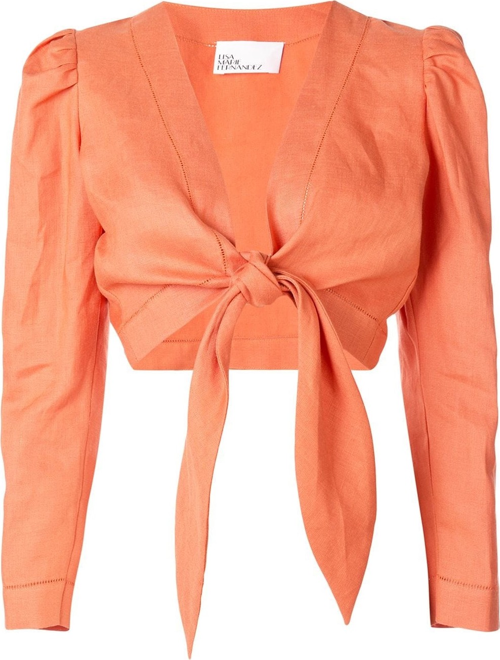 Lisa Marie Fernandez Puff Sleeve Tie Blouse