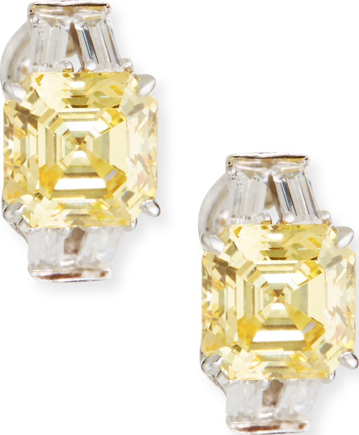Fantasia by DeSerio Yellow & Clear Cubic Zirconia Earrings