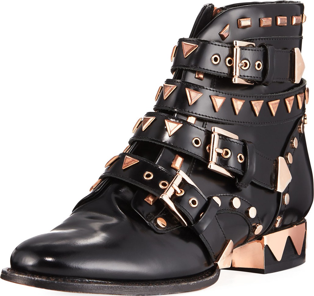 Sophia Webster Riko Flat Studded Biker Bootie