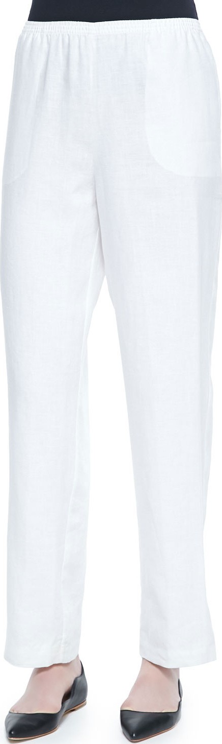 Go Silk Straight-Leg Lined Linen Pants