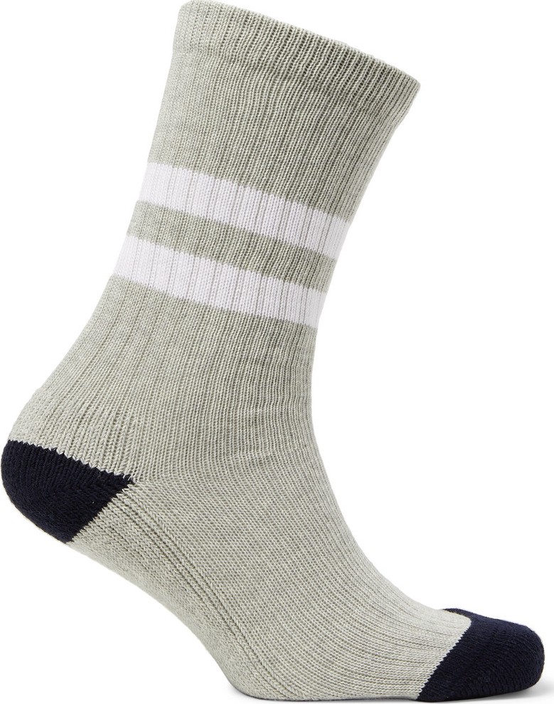 Norse Projects Bjarki Striped Mélange Stretch Cotton-Blend Socks