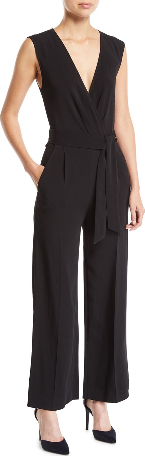 IRO Crew V-Neck Sleeveless Belted Jumpsuit w/ Pockets