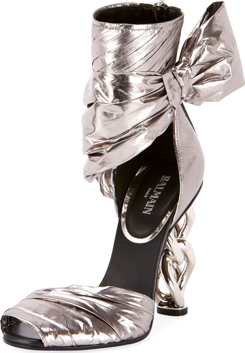 Balmain Ivy Wrap Chain-Heel Sandal