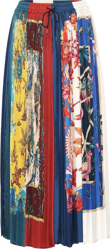 Salvatore Ferragamo Printed pleated silk midi skirt