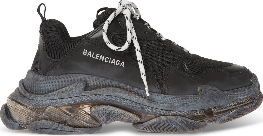 Balenciaga Triple S Clear Sole Mesh, Nubuck and Leather Sneakers
