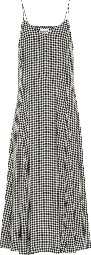 Ganni Gingham crêpe midi dress