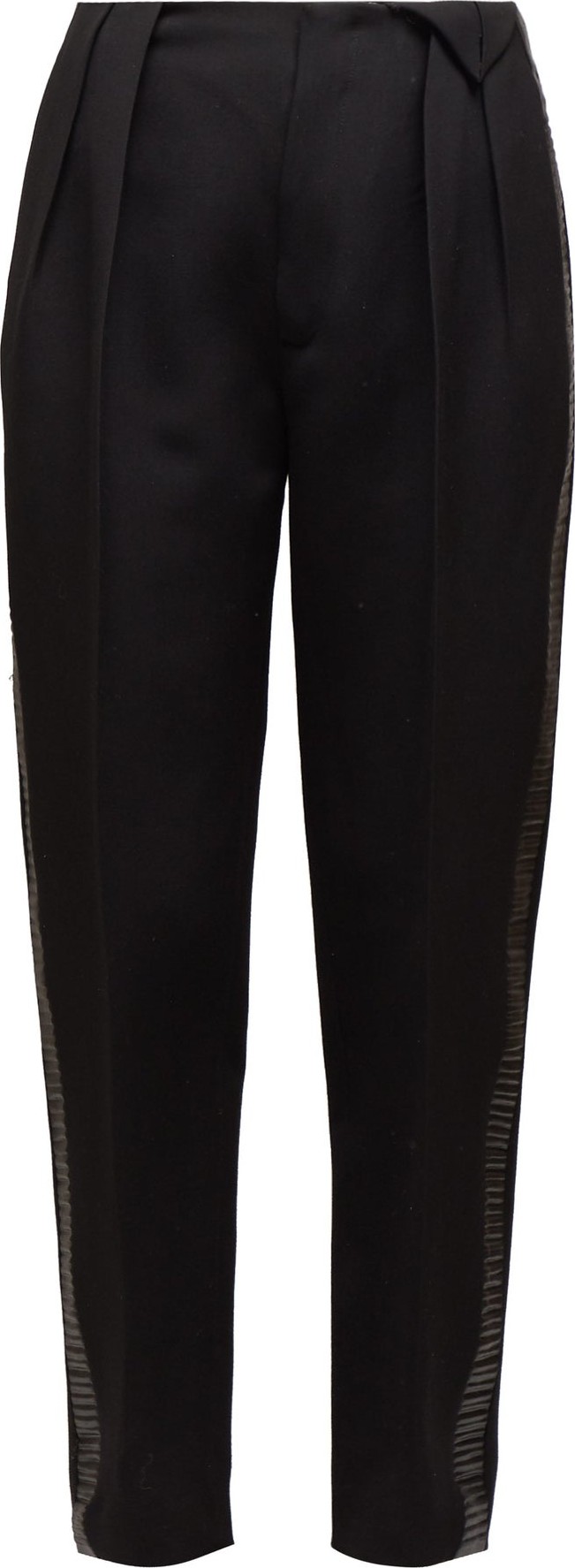 Bottega Veneta Ribbed leather-panel twill trousers