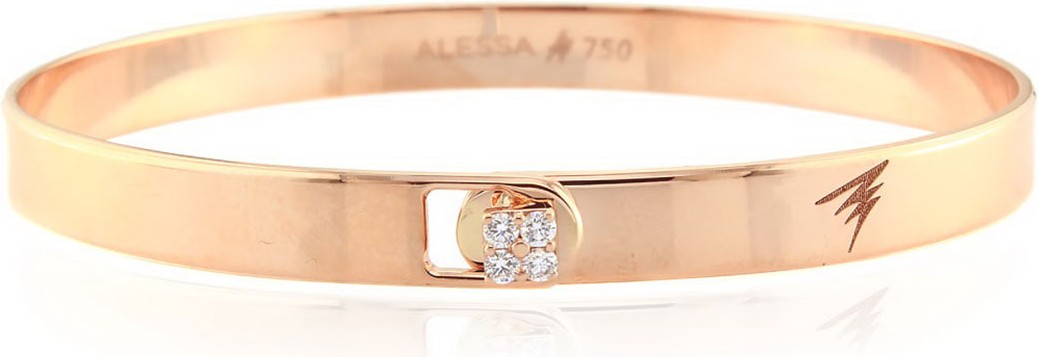Alessa Jewelry Spectrum 18k Rose Gold Bangle w/ Diamond Clasp, Size 18