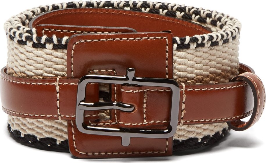 Etro Woven cotton and leather belt